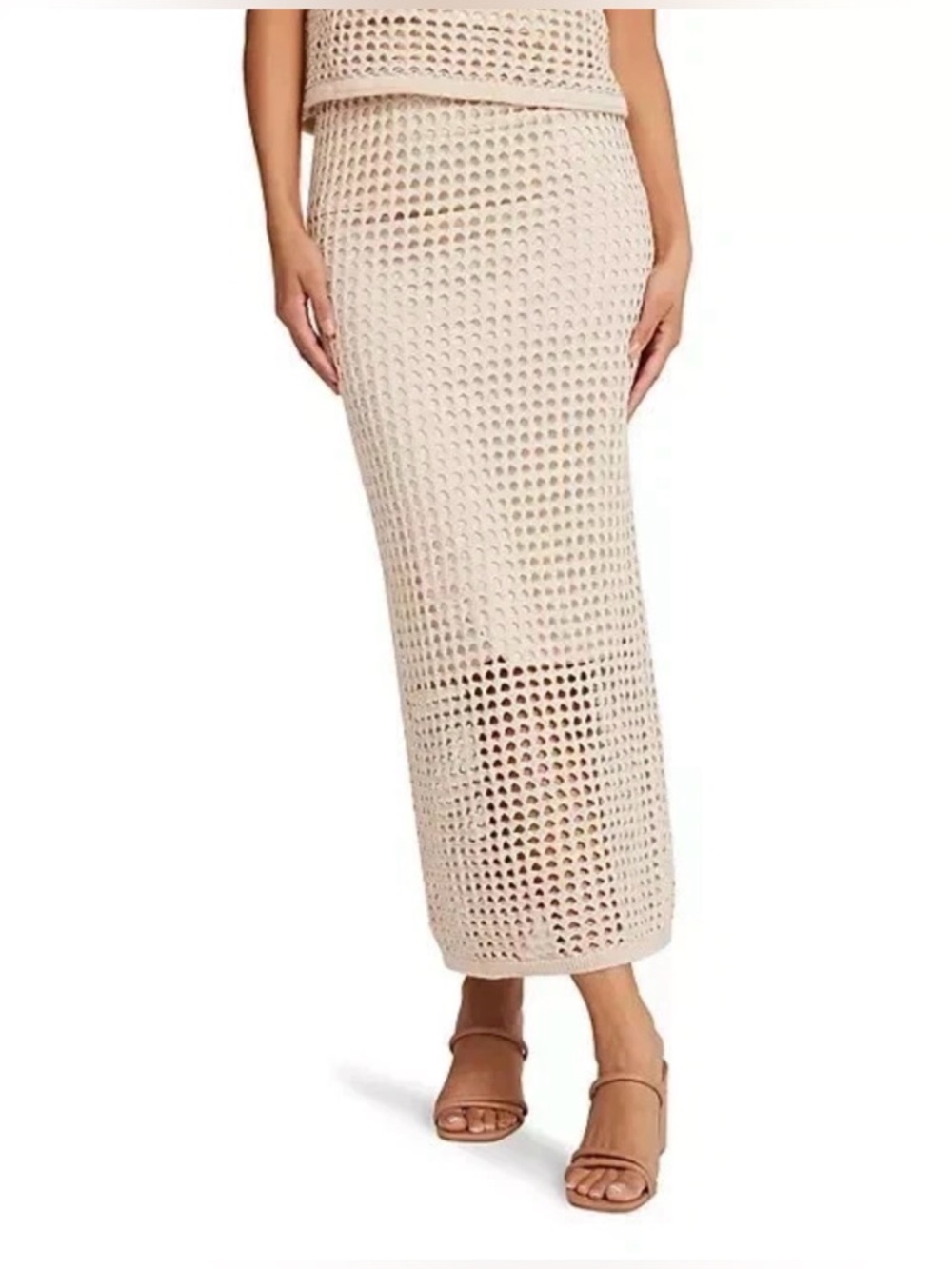 NWT Crochet Knit Midi Skirt – Neutral Beige Boho
